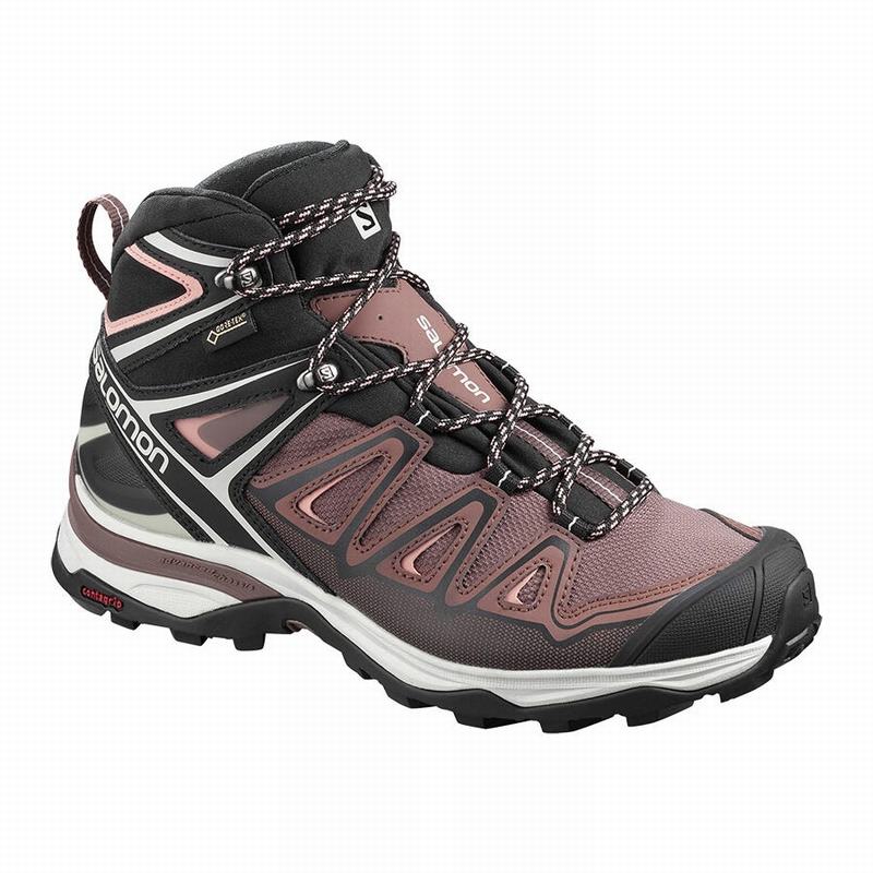 SALOMON X ULTRA 3 MID GORE-TEX Philippines - Women's Hiking Boots - Black/Coral | 013892-CTX